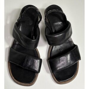 MOMA Black‎ Soft Leather Slingback Sandals Block Heel Size 36 US 6 Classic